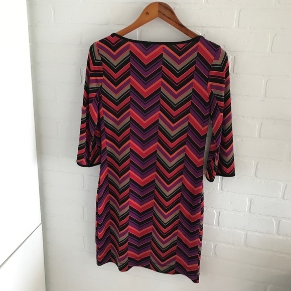 Banana Republic Mini Dress Retro Disco Chevrons Black/purple/orange/red XS - Picture 6 of 6